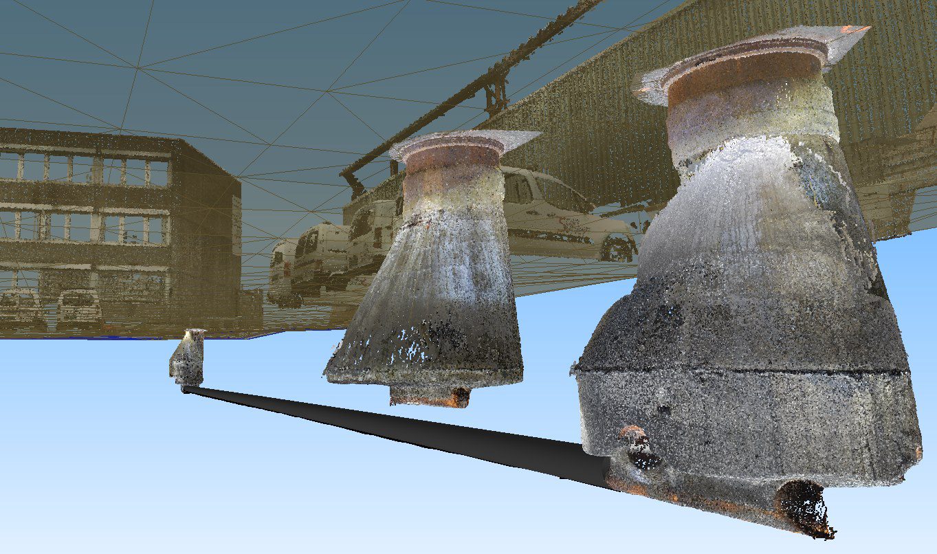 3D pipes and 3D manholes with TIN terrain model and point cloud